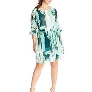 DKNYC Cold Shoulder Print Chiffon Dress NWT